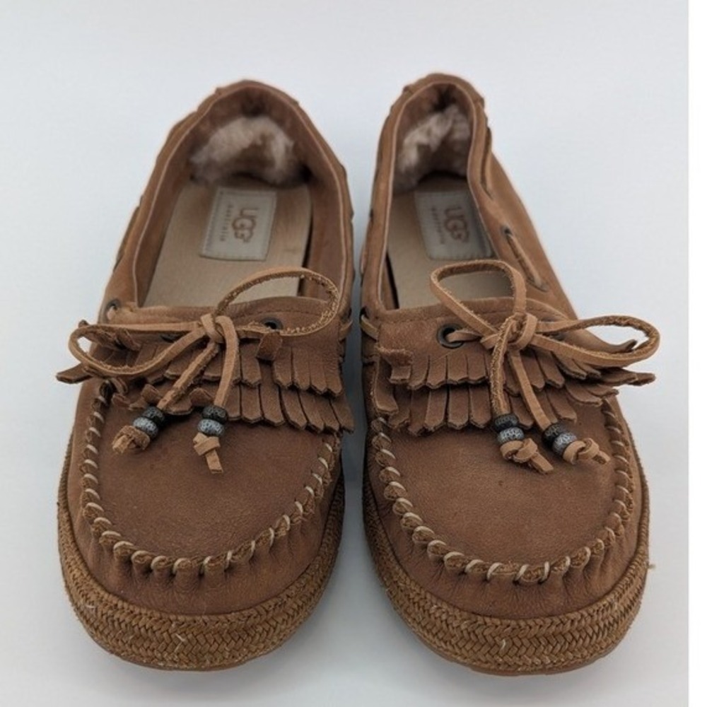UGG Australia Milana Brown Leather Fringe Moccasin Loafers 1005451 Womens 7.5